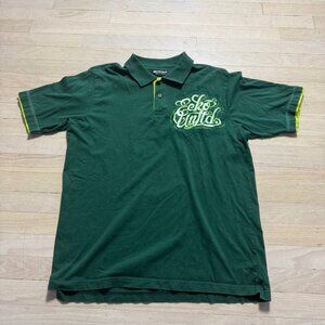 Vintage Ecko Unltd Polo Shirt Green Neon Yellow Script Logo Embroidered Size L